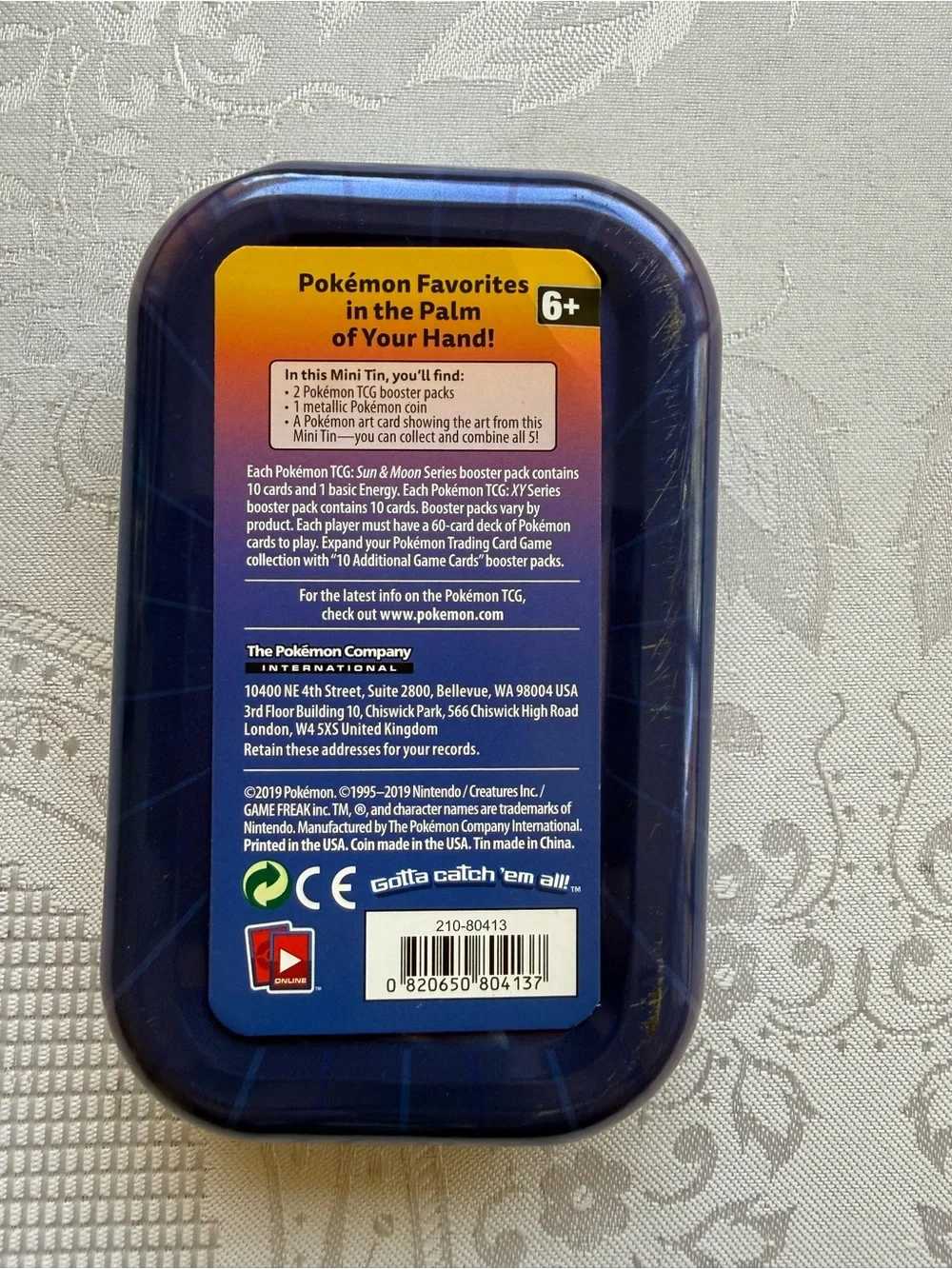 Pokemon Mini Tin Case with Yellow Dragonite and Purple-Orange Gradient